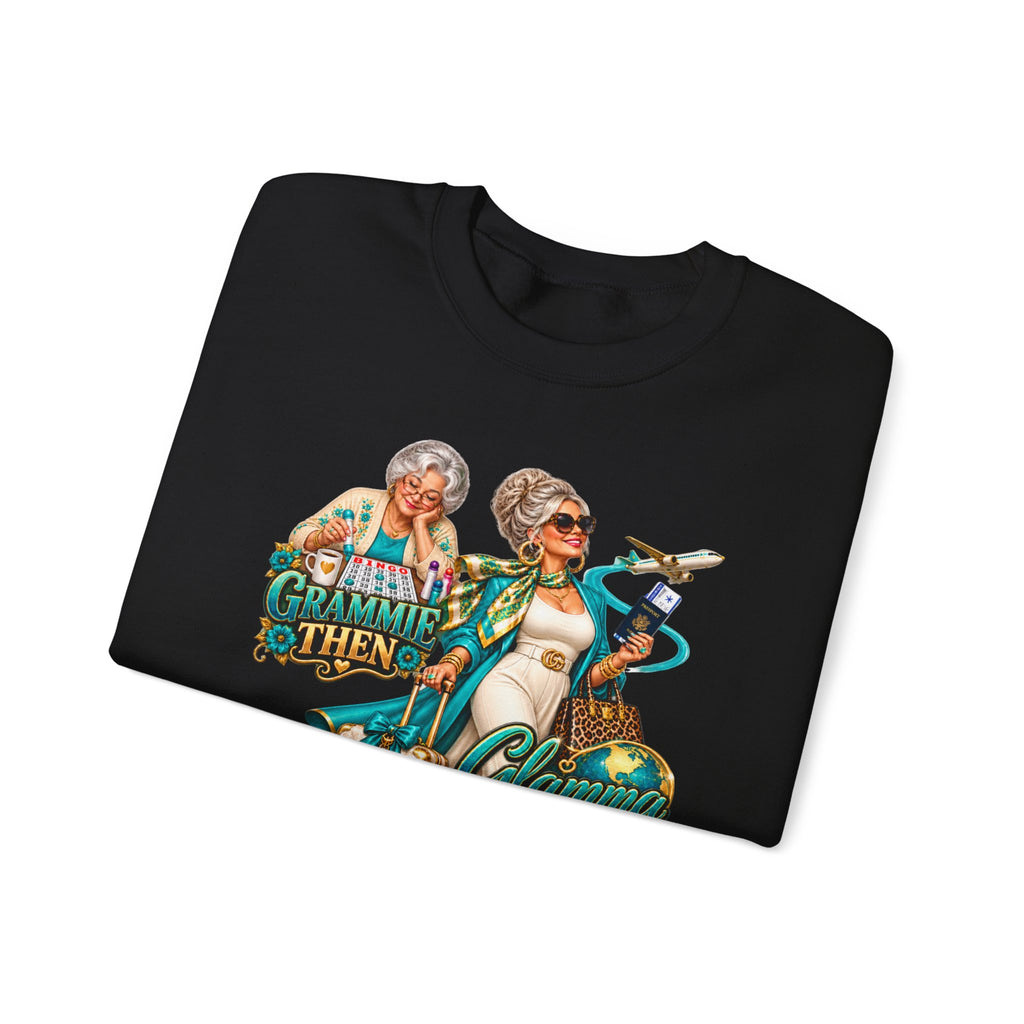 Grammie to Glamma | Jet-Setting Grandma Crewneck Sweatshirt – Grandma Glow-Up Collection