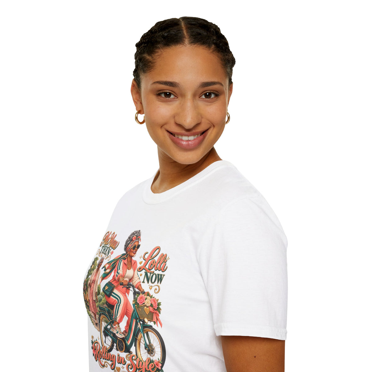 MeMaw to Lolli | Rolling in Style African American Grandma Glow-Up Graphic Tee