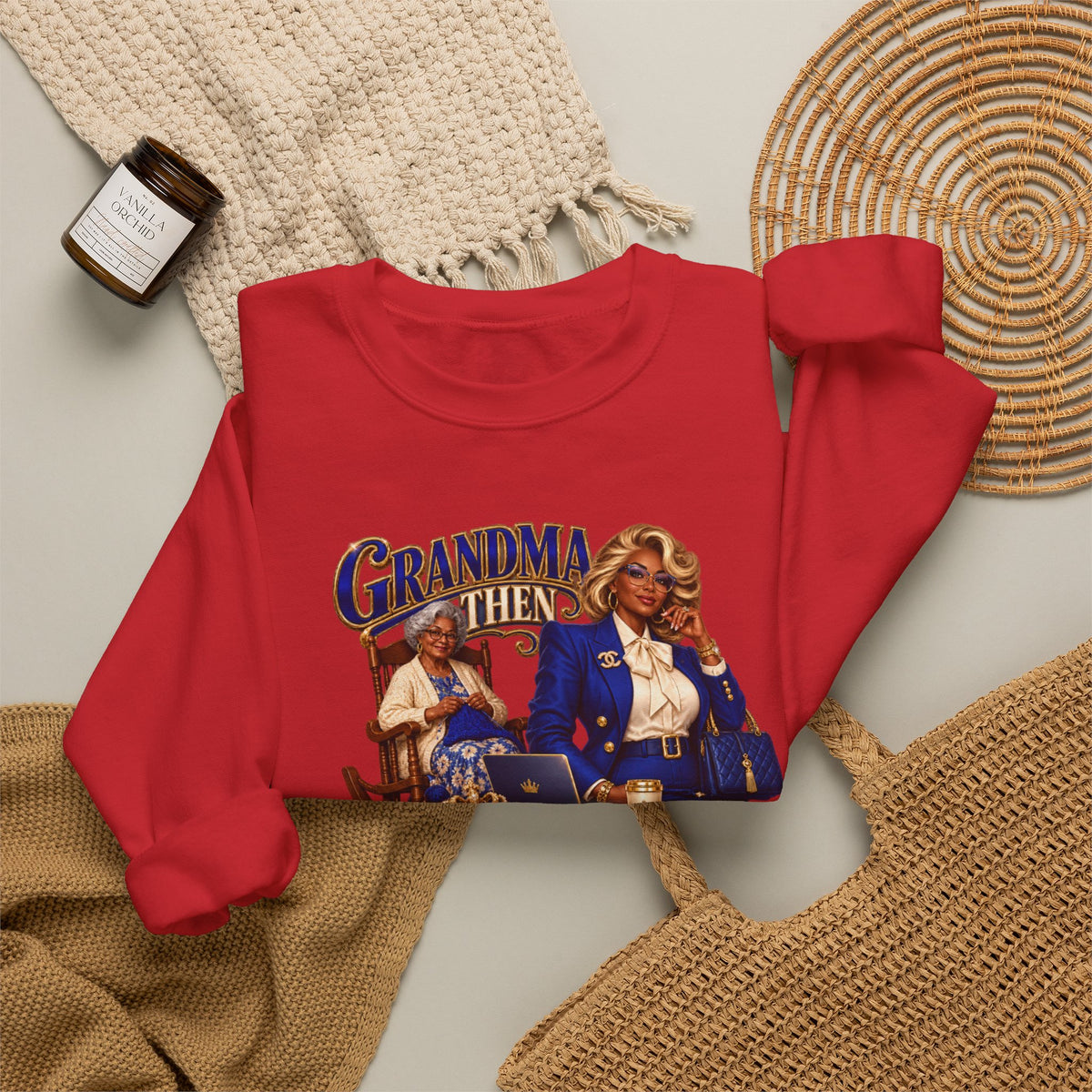 Grandma to MeMe |African American Fabulous Grandma Glow-Up Crewneck Sweatshirt