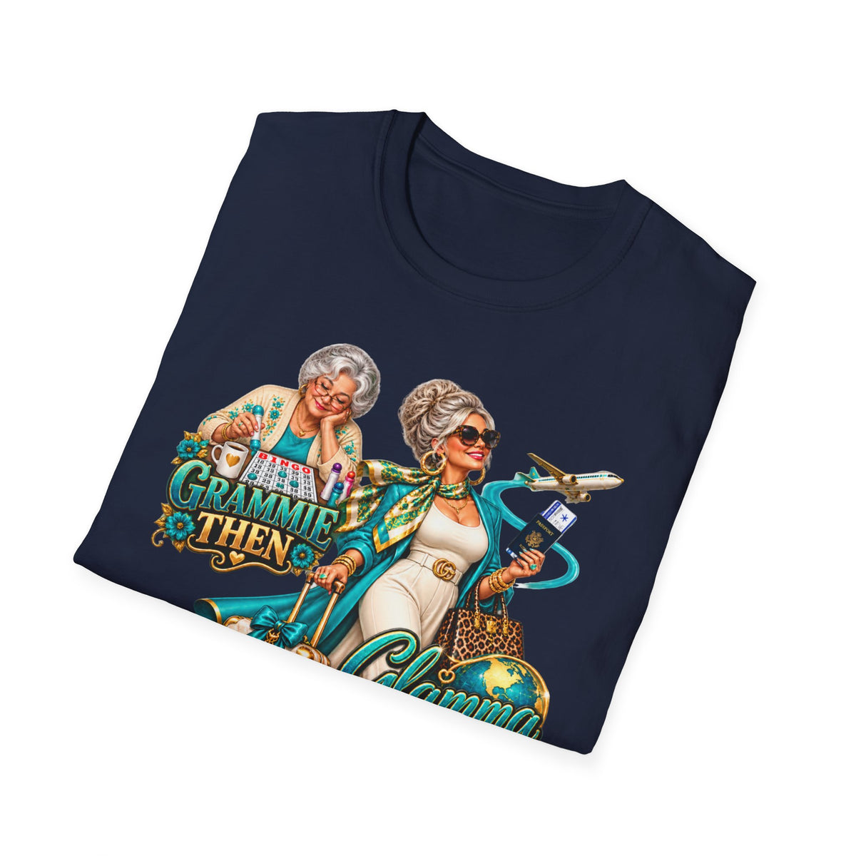 Grammie to Glamma | Jet-Setting Grandma Graphic Tee – Grandma Glow-Up Collection