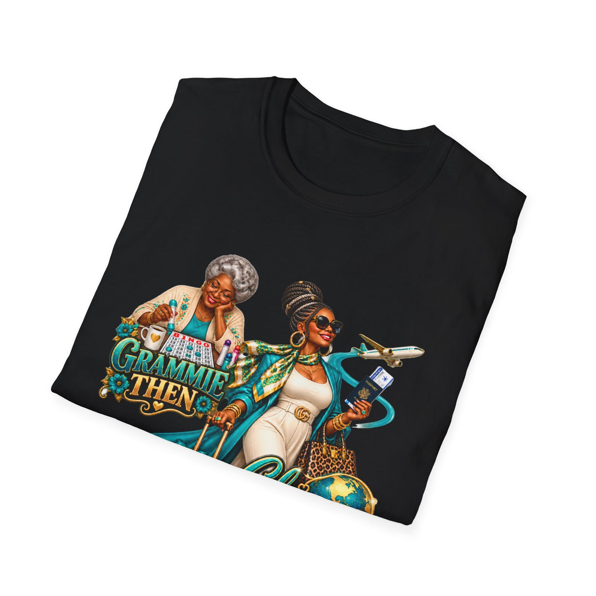 Grammie to Glamma | Jet-Setting Grandma Graphic Tee –African American  Grandma Glow-Up Collection