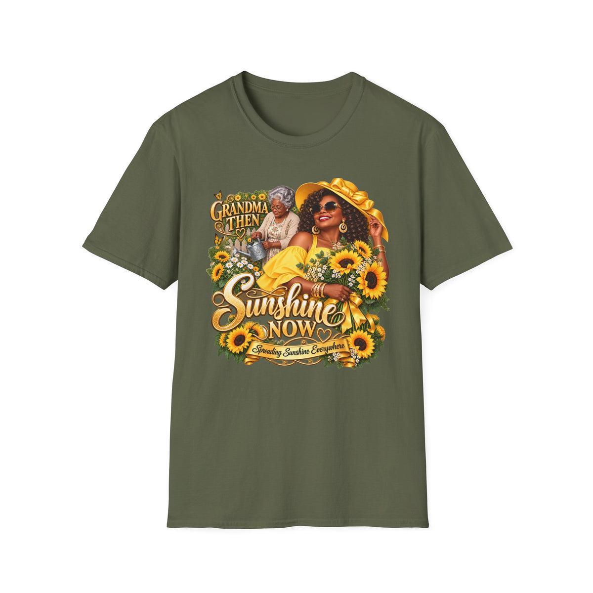 Grandma to Sunshine | African American Grandma Glow-Up Graphic Tee – Sunshine Edition