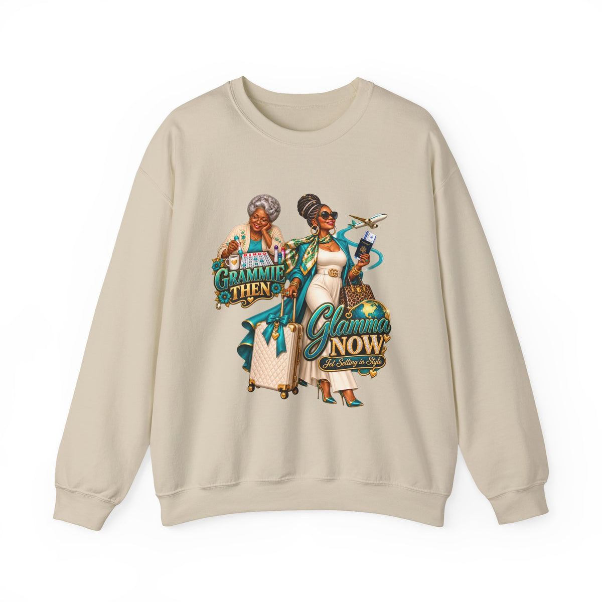 Grammie to Glamma | Jet-Setting Grandma Crewneck Sweatshirt –African American  Grandma Glow-Up Collection