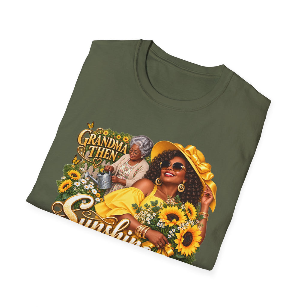 Grandma to Sunshine | African American Grandma Glow-Up Graphic Tee – Sunshine Edition