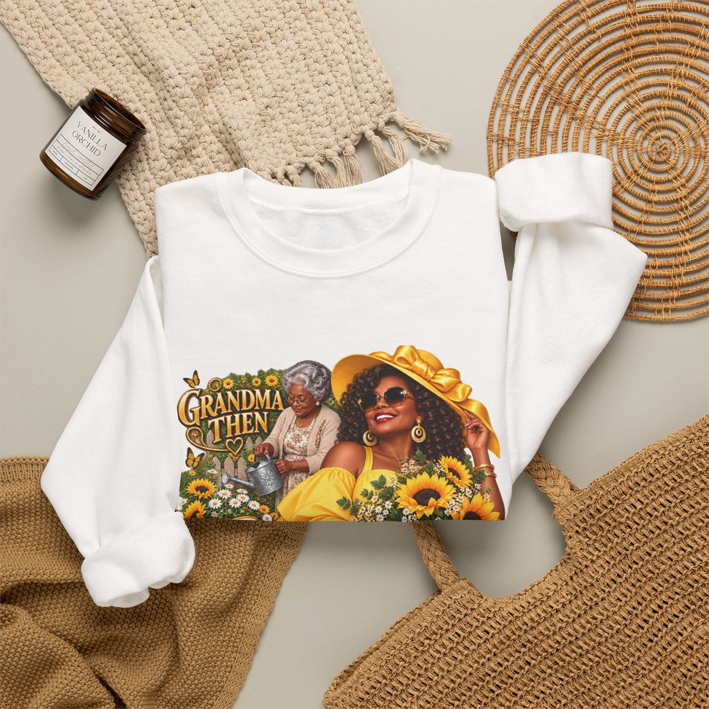 Grandma to Sunshine | African American  Grandma Glow-Up Cozy Crewneck Sweatshirt
