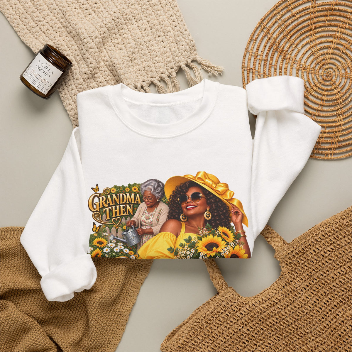 Grandma to Sunshine | African American  Grandma Glow-Up Cozy Crewneck Sweatshirt