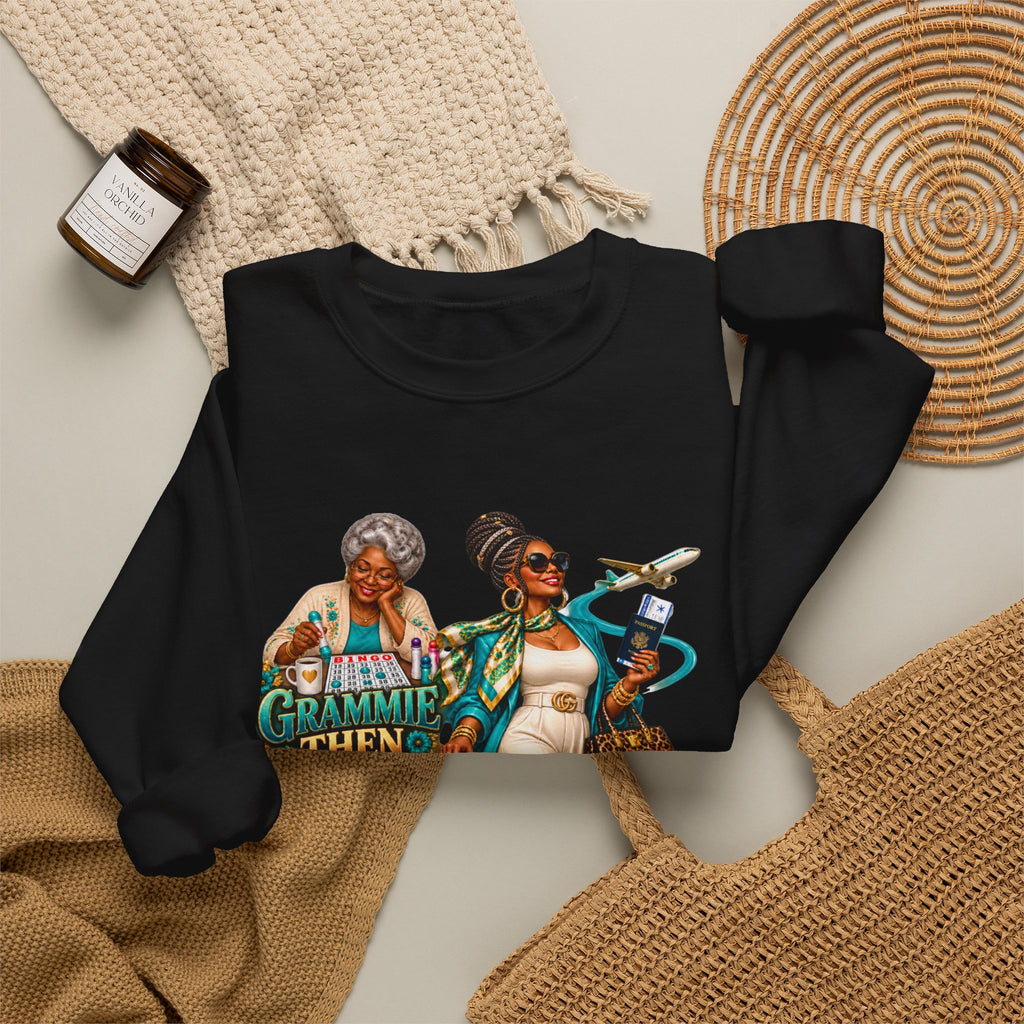 Grammie to Glamma | Jet-Setting Grandma Crewneck Sweatshirt –African American  Grandma Glow-Up Collection