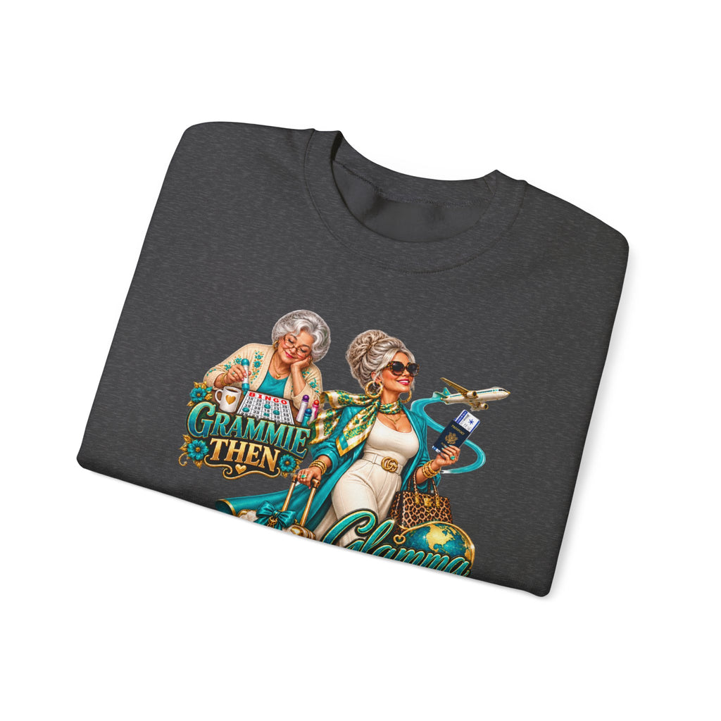 Grammie to Glamma | Jet-Setting Grandma Crewneck Sweatshirt – Grandma Glow-Up Collection