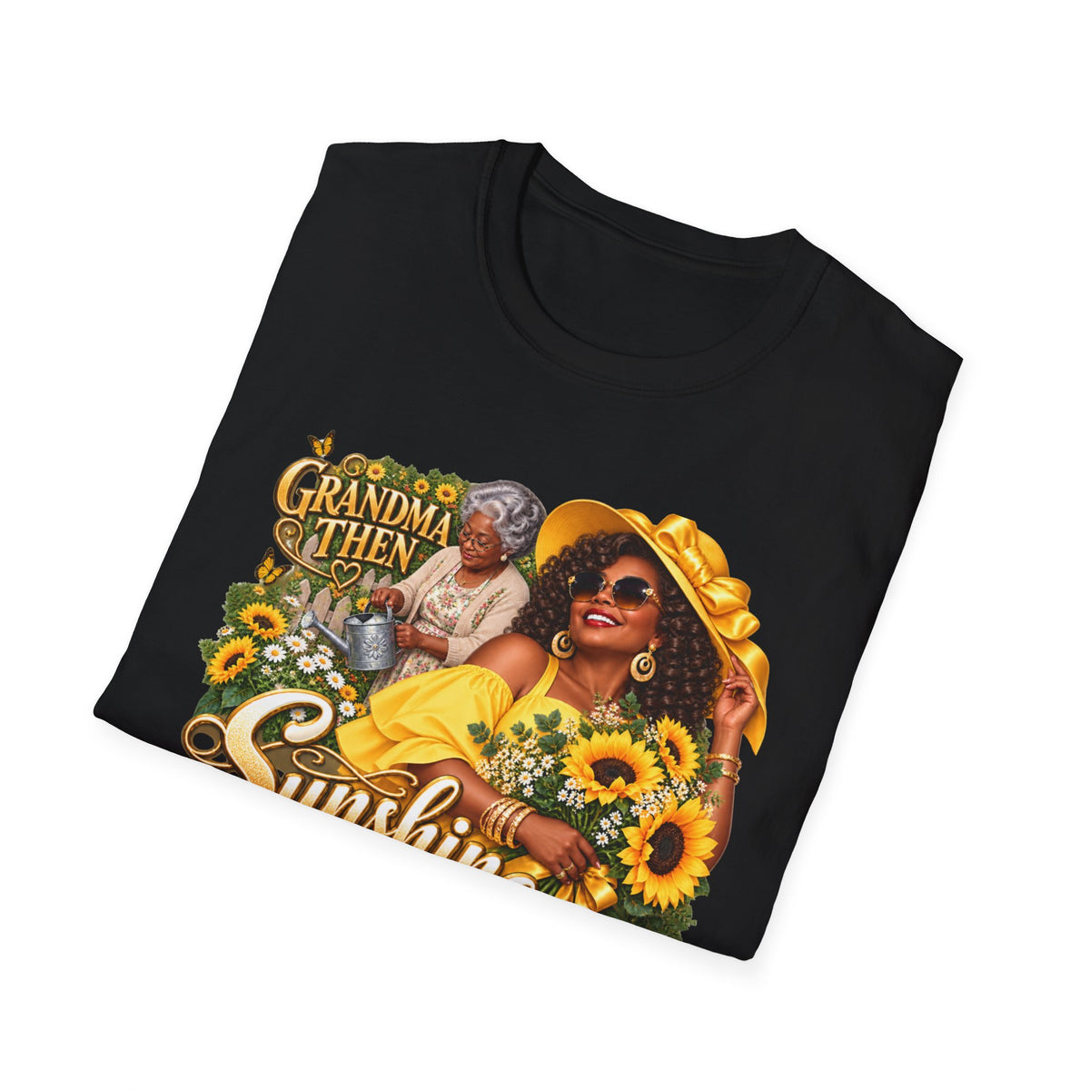 Grandma to Sunshine | African American Grandma Glow-Up Graphic Tee – Sunshine Edition