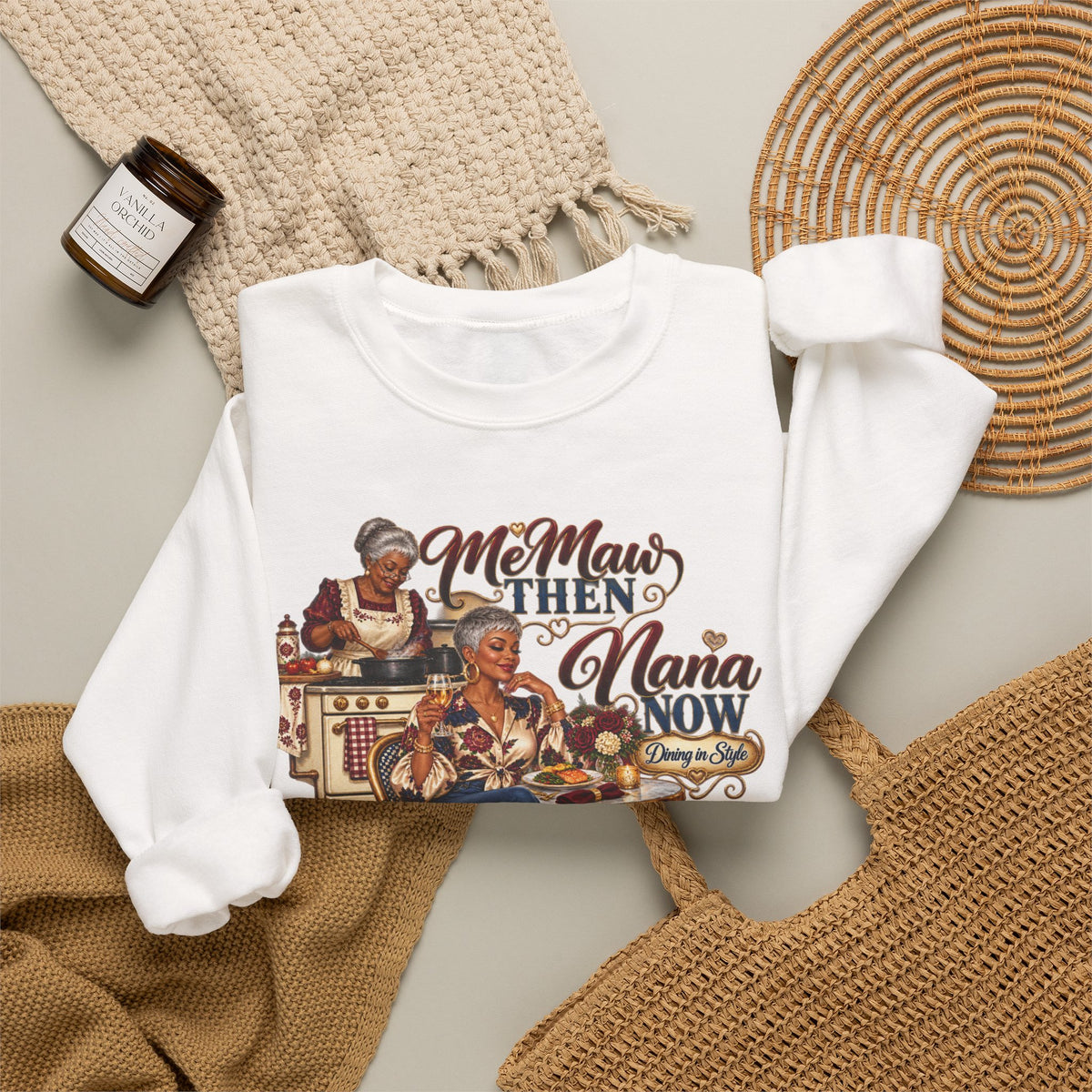 Grandmama to Nana | African American Fabulous Grandma Glow-Up Crewneck Sweatshirt