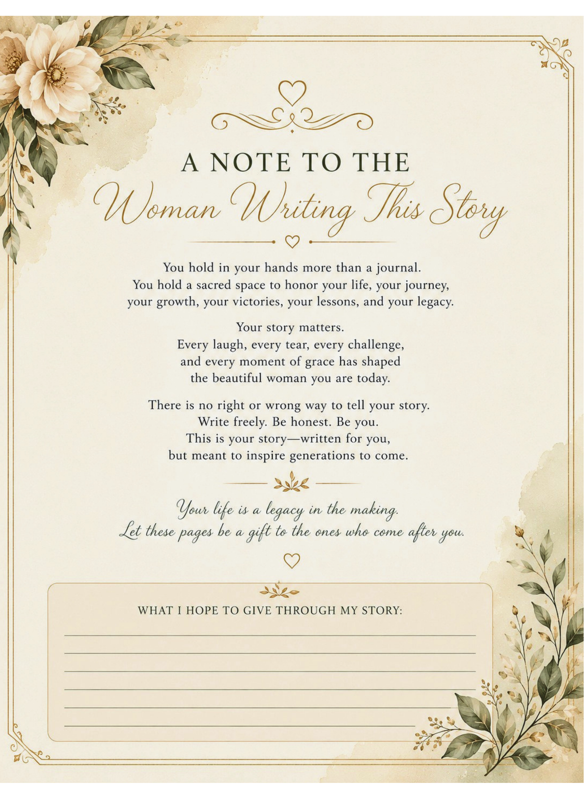 My Story, My Legacy | 52-Page Printed Limited Edition
